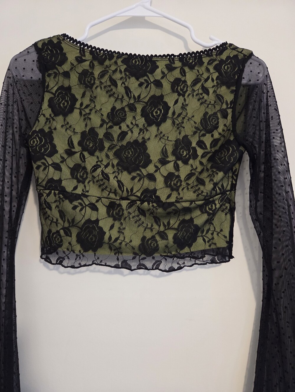 Dolls Kill Delia's Off The Path Black Lace Crop Top NEW - Picture 6 of 9